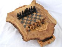 Small Olive wood chess board 25 cm with pieces