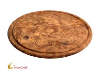 planche à découper ronde en bois d'olivier 20 cm