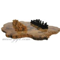 Rustic  olive wood chess set with pieces