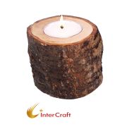 Natural round Olive Wood Candle Holder